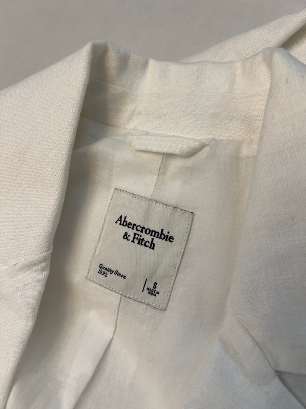 ABERCROMBIE & FITCH COTTON LINEN WOMENS CROPPED BLAZER WHITE SMALL - Picture 8 of 16